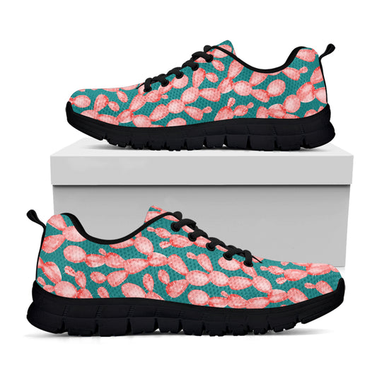 Pink Cactus Pattern Print Black Sneakers
