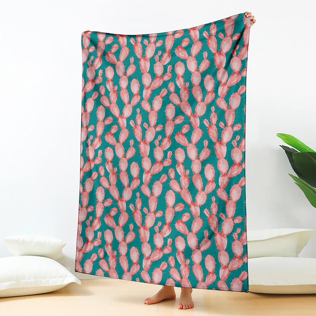 Pink Cactus Pattern Print Blanket