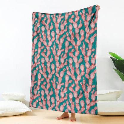 Pink Cactus Pattern Print Blanket