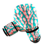Pink Cactus Pattern Print Boxing Gloves