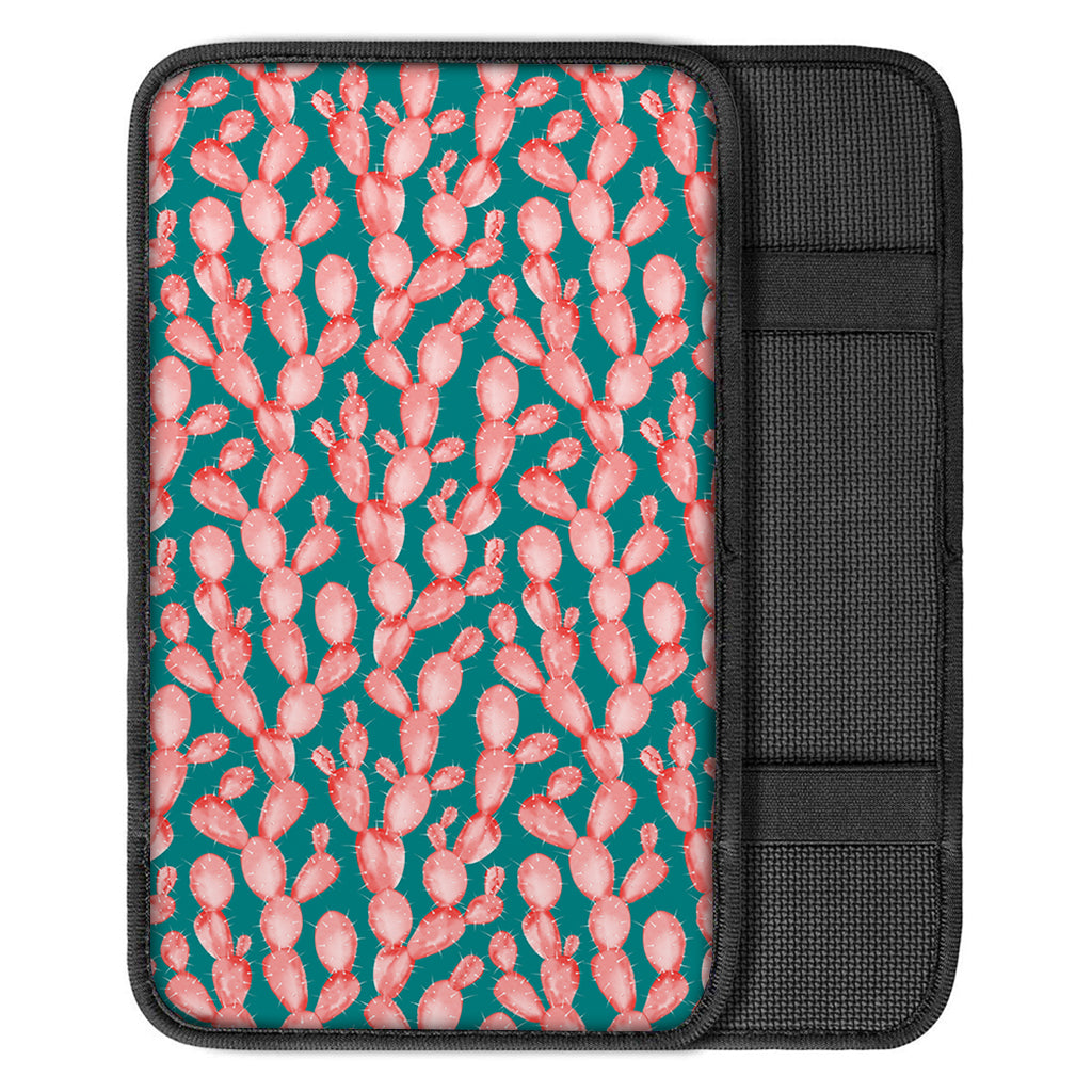 Pink Cactus Pattern Print Car Center Console Cover