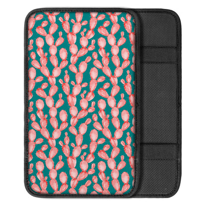 Pink Cactus Pattern Print Car Center Console Cover