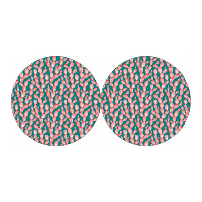 Pink Cactus Pattern Print Car Coasters
