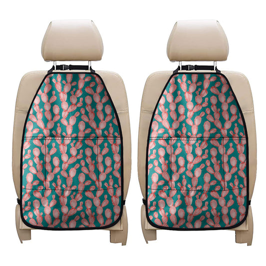 Pink Cactus Pattern Print Car Seat Organizers