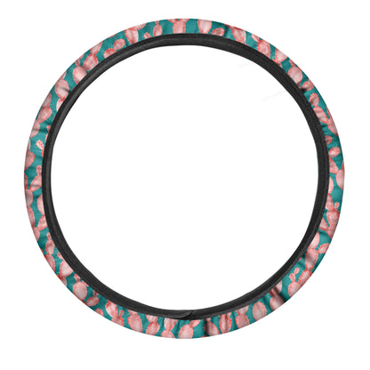 Pink Cactus Pattern Print Car Steering Wheel Cover