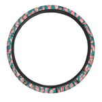 Pink Cactus Pattern Print Car Steering Wheel Cover