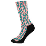 Pink Cactus Pattern Print Crew Socks