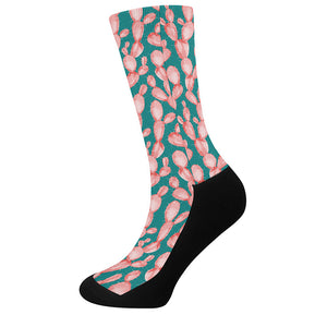 Pink Cactus Pattern Print Crew Socks