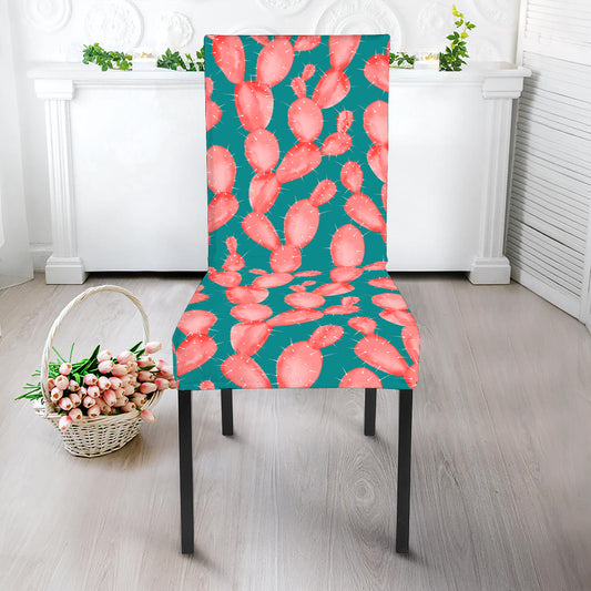 Pink Cactus Pattern Print Dining Chair Slipcover
