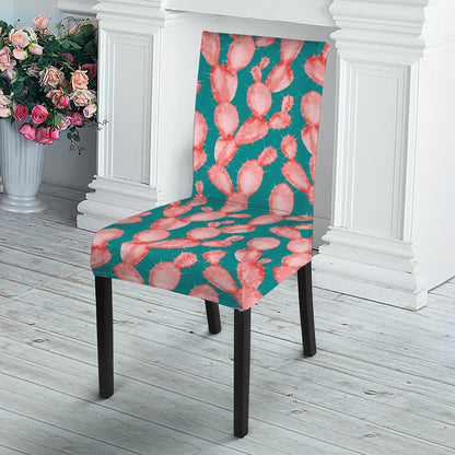 Pink Cactus Pattern Print Dining Chair Slipcover