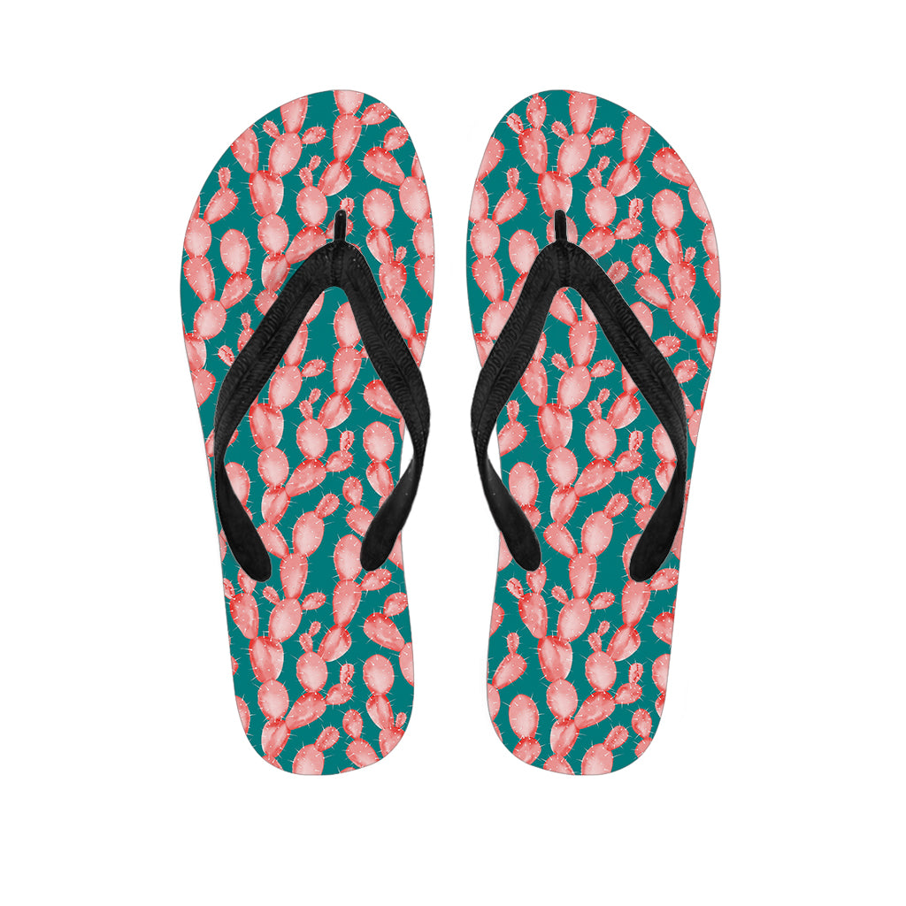 Pink Cactus Pattern Print Flip Flops