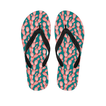 Pink Cactus Pattern Print Flip Flops