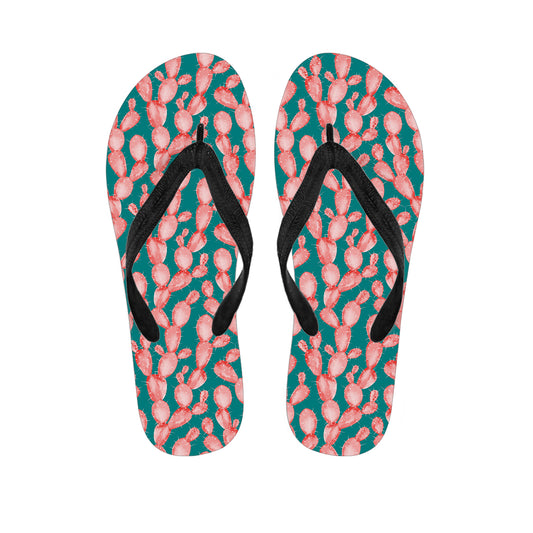 Pink Cactus Pattern Print Flip Flops