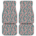Pink Cactus Pattern Print Front and Back Car Floor Mats