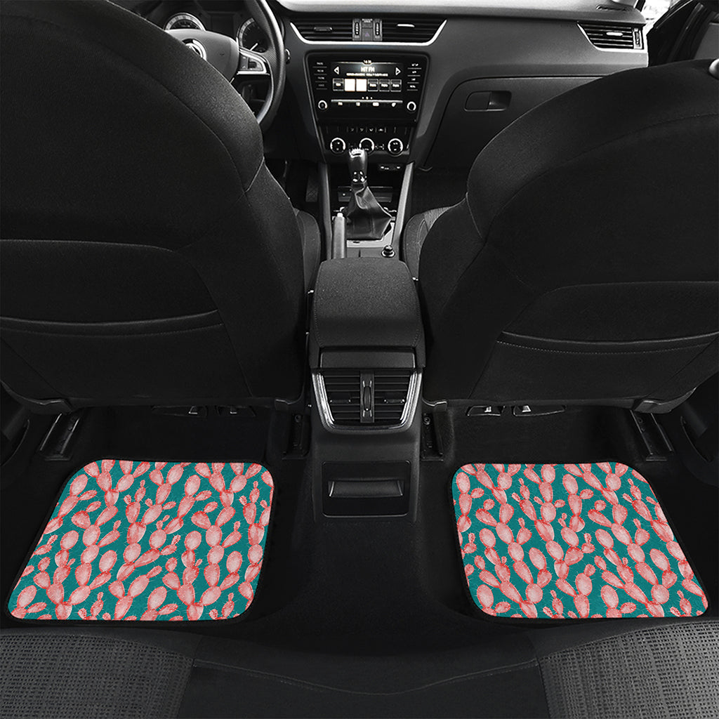 Pink Cactus Pattern Print Front and Back Car Floor Mats