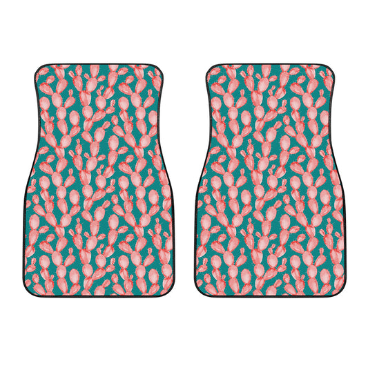 Pink Cactus Pattern Print Front Car Floor Mats