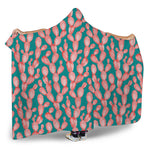 Pink Cactus Pattern Print Hooded Blanket