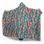 Pink Cactus Pattern Print Hooded Blanket