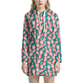 Pink Cactus Pattern Print Pullover Hoodie Dress