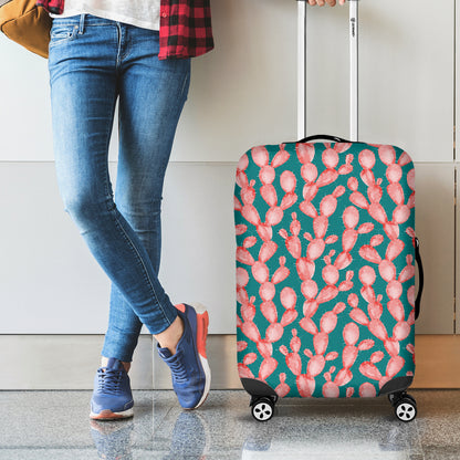 Pink Cactus Pattern Print Luggage Cover