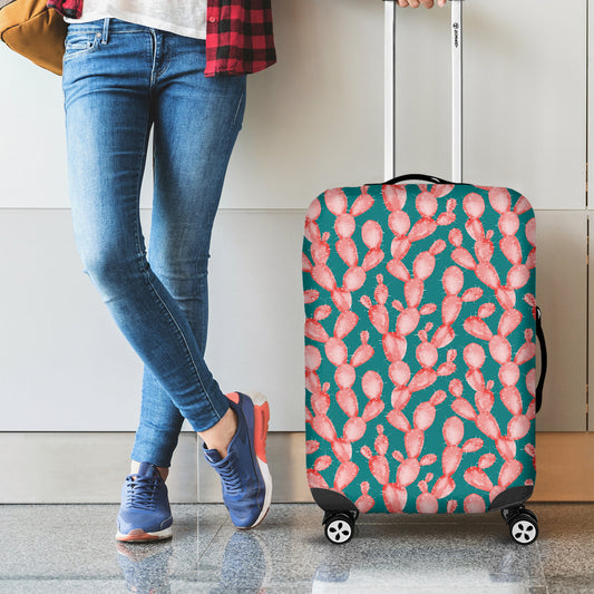 Pink Cactus Pattern Print Luggage Cover