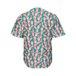 Pink Cactus Pattern Print Men's Baseball Jersey