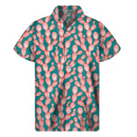 Pink Cactus Pattern Print Men's Short Sleeve Shirt