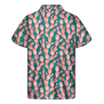 Pink Cactus Pattern Print Men's Short Sleeve Shirt