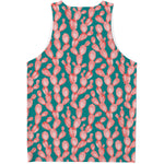 Pink Cactus Pattern Print Men's Tank Top