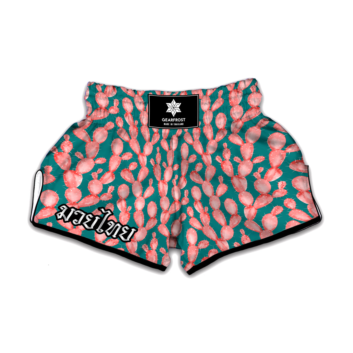 Pink Cactus Pattern Print Muay Thai Boxing Shorts