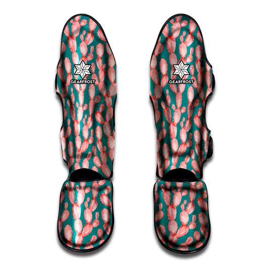 Pink Cactus Pattern Print Muay Thai Shin Guard