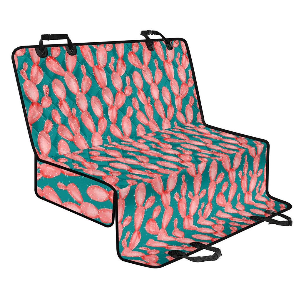 Pink Cactus Pattern Print Pet Car Back Seat Cover