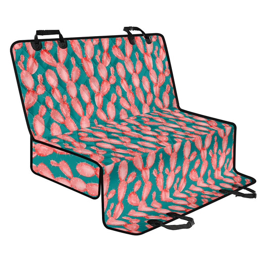Pink Cactus Pattern Print Pet Car Back Seat Cover