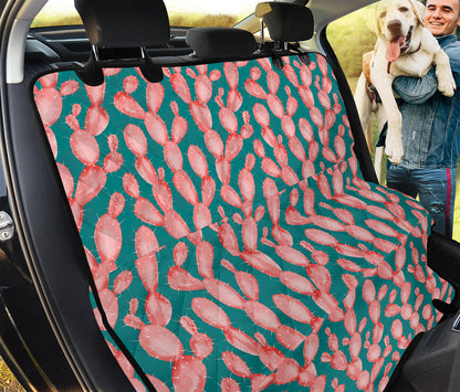 Pink Cactus Pattern Print Pet Car Back Seat Cover