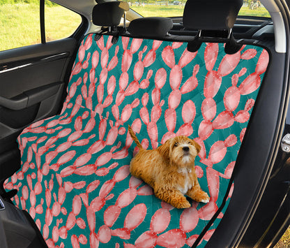Pink Cactus Pattern Print Pet Car Back Seat Cover
