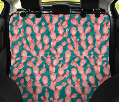 Pink Cactus Pattern Print Pet Car Back Seat Cover
