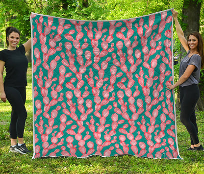 Pink Cactus Pattern Print Quilt