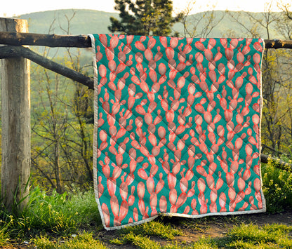 Pink Cactus Pattern Print Quilt