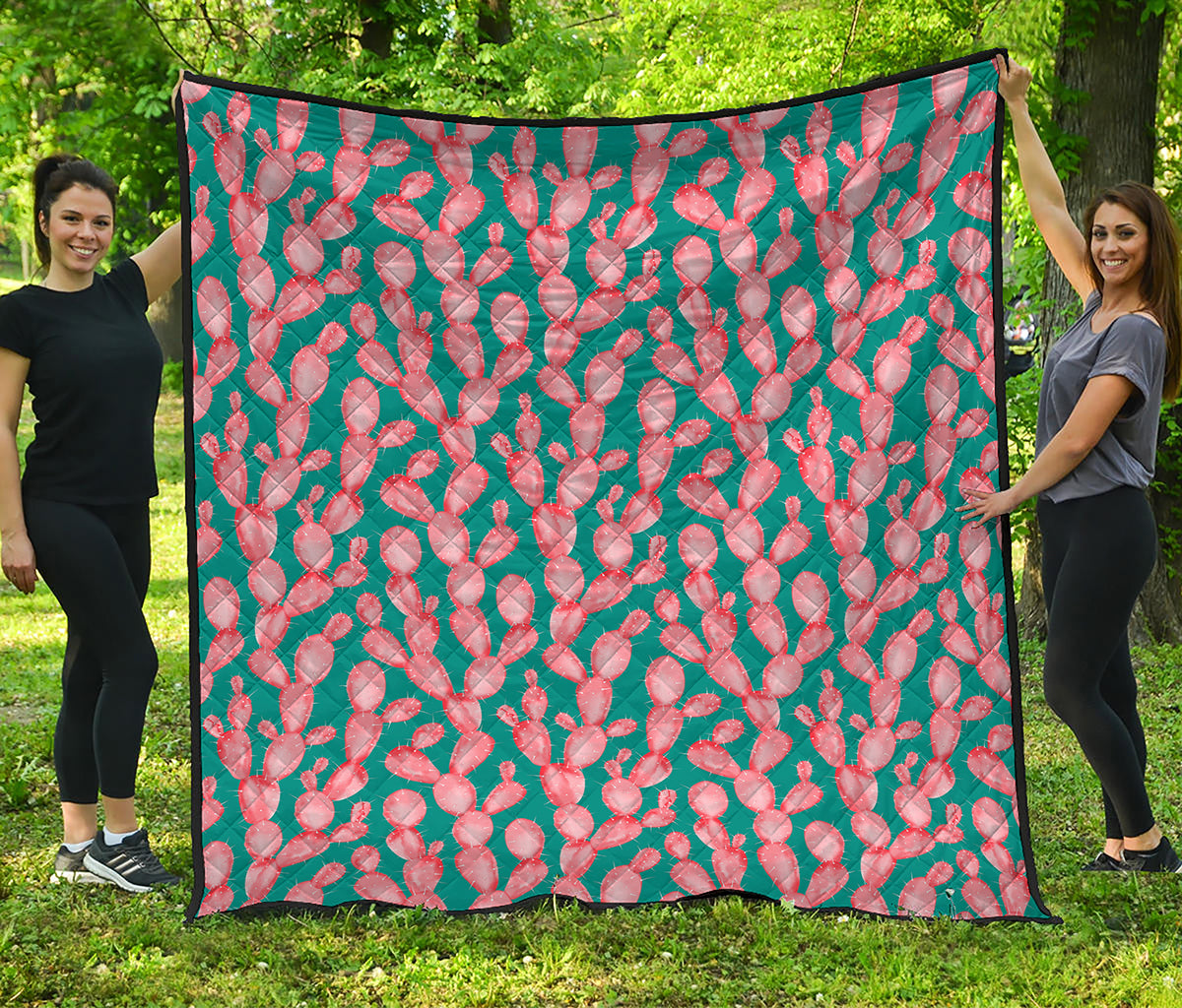 Pink Cactus Pattern Print Quilt