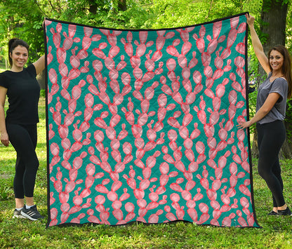 Pink Cactus Pattern Print Quilt
