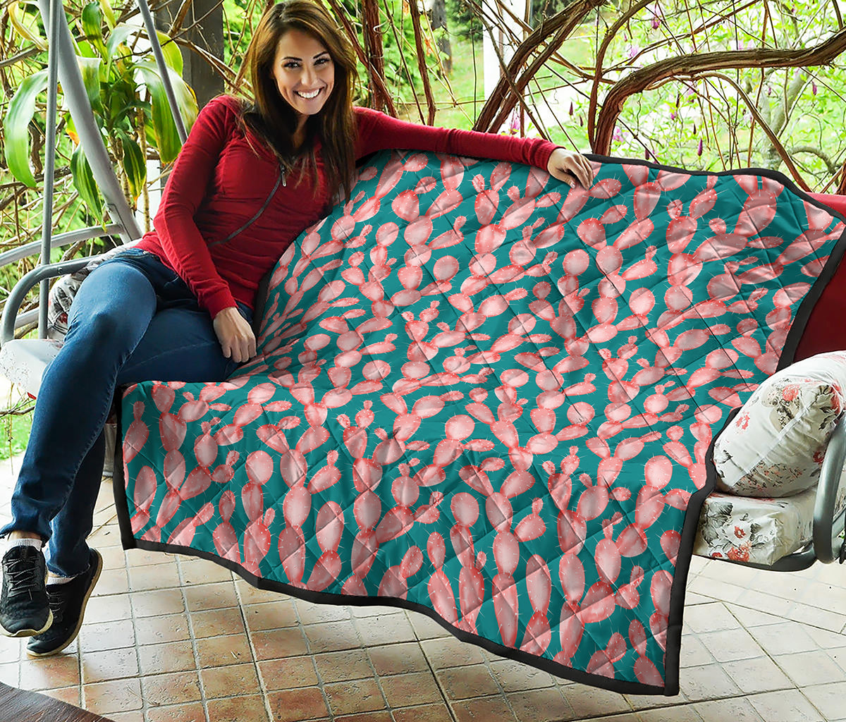 Pink Cactus Pattern Print Quilt
