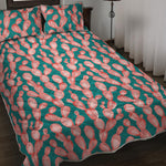 Pink Cactus Pattern Print Quilt Bed Set