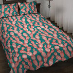 Pink Cactus Pattern Print Quilt Bed Set