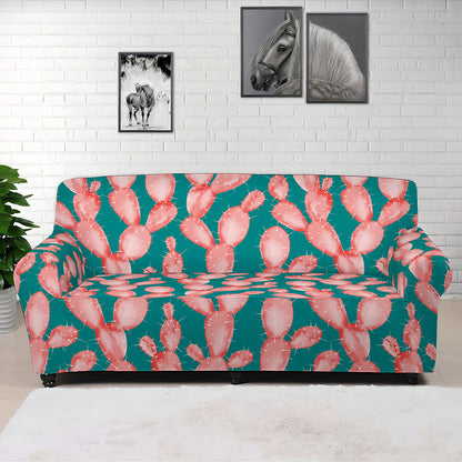 Pink Cactus Pattern Print Sofa Cover