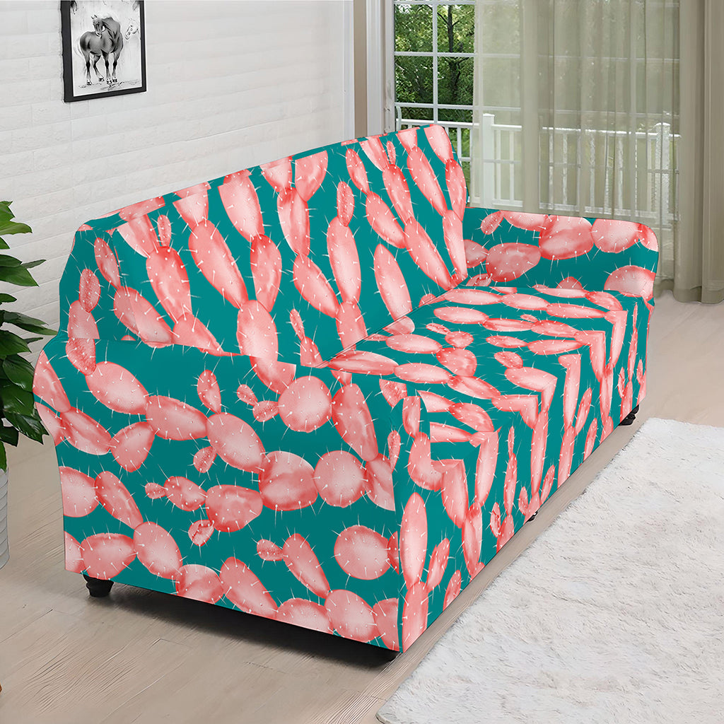 Pink Cactus Pattern Print Sofa Cover