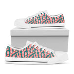 Pink Cactus Pattern Print White Low Top Shoes