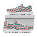 Pink Cactus Pattern Print White Running Shoes