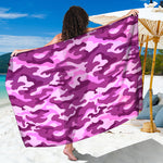 Pink Camouflage Print Beach Sarong Wrap