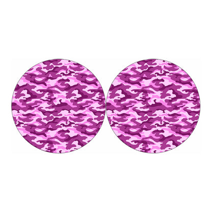 Pink Camouflage Print Car Coasters