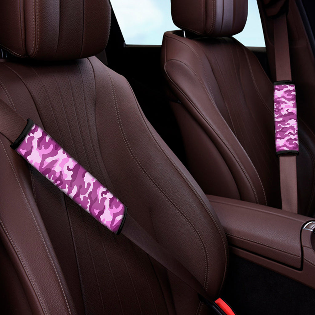 Pink Camouflage Print Car Seat Belt Covers